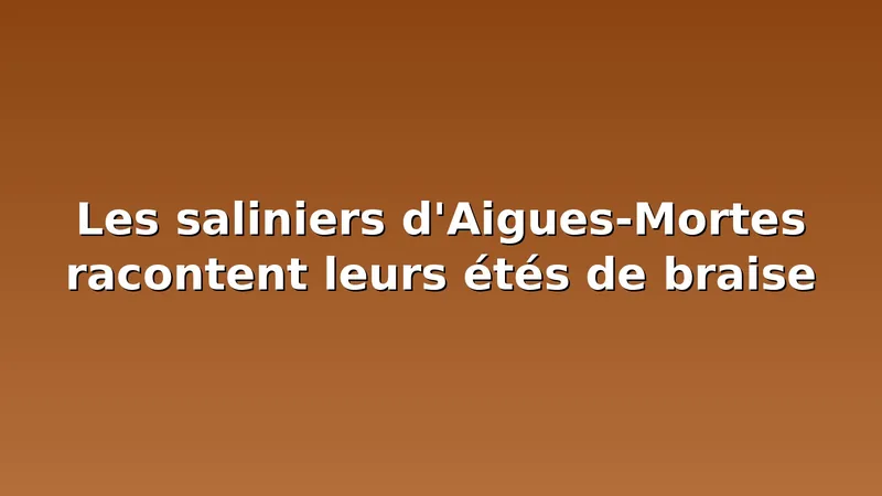 Les saliniers d'Aigues-Mortes racontent leurs étés de braise